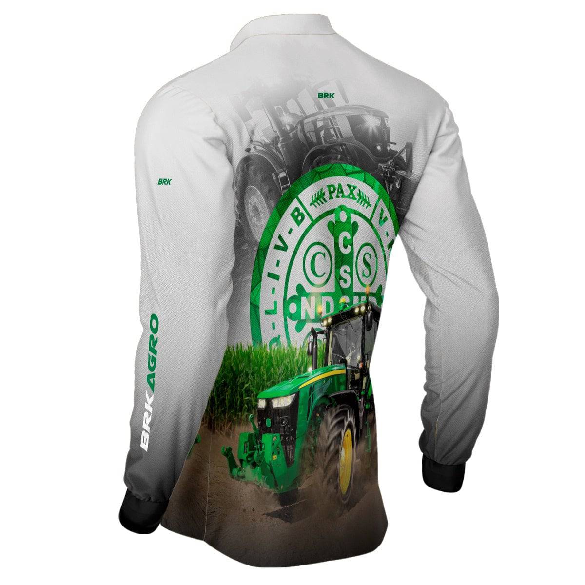Camisa Agro Brk Trator São Bento Branca com Proteção Solar UV50+