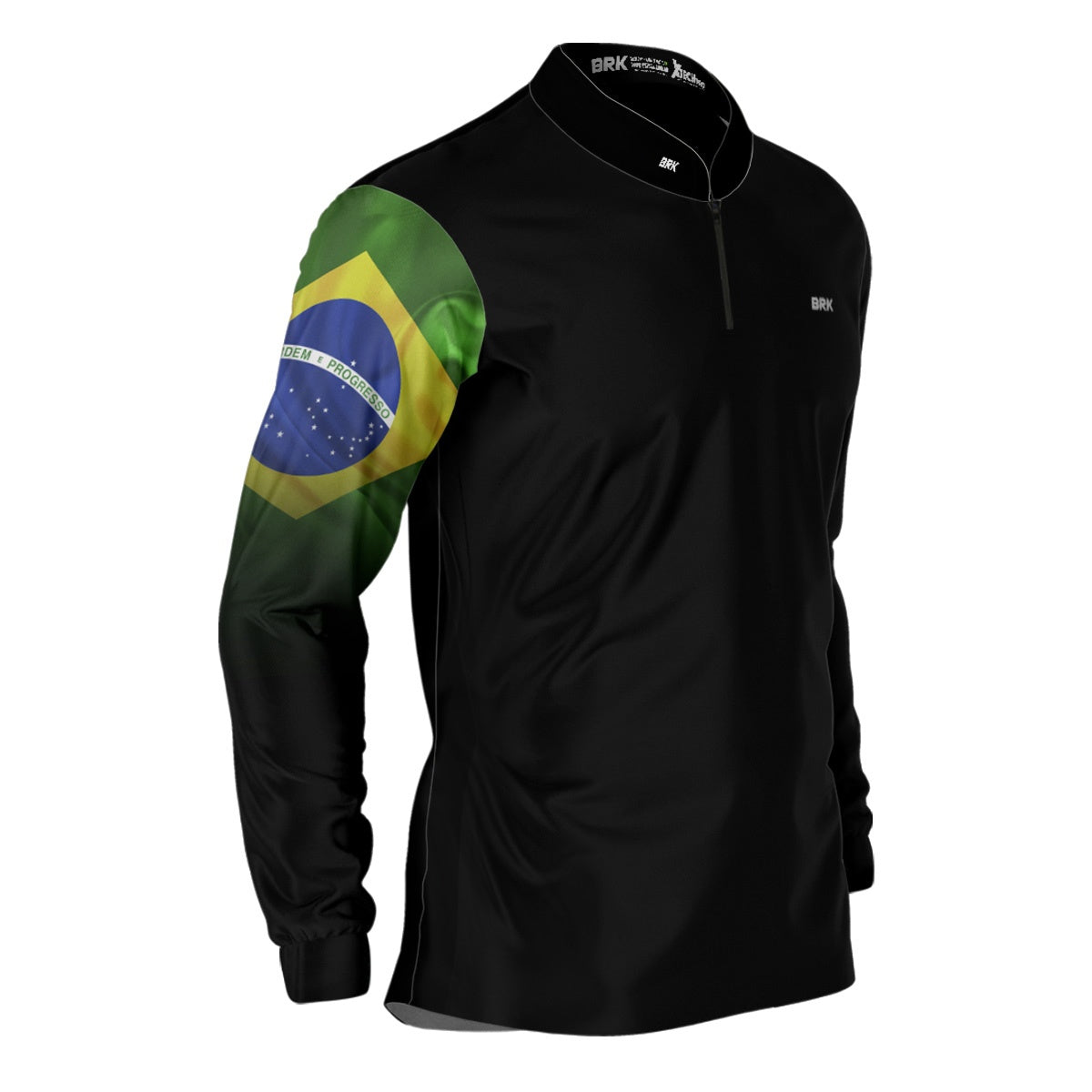 Camisa Agro Brk Preta Bandeira do Brasil com Proteção Solar UV50+