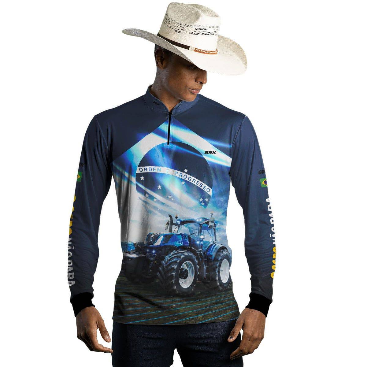 Camisa Agro Brk Azul O Agro Não Para com Proteção Solar UV50+