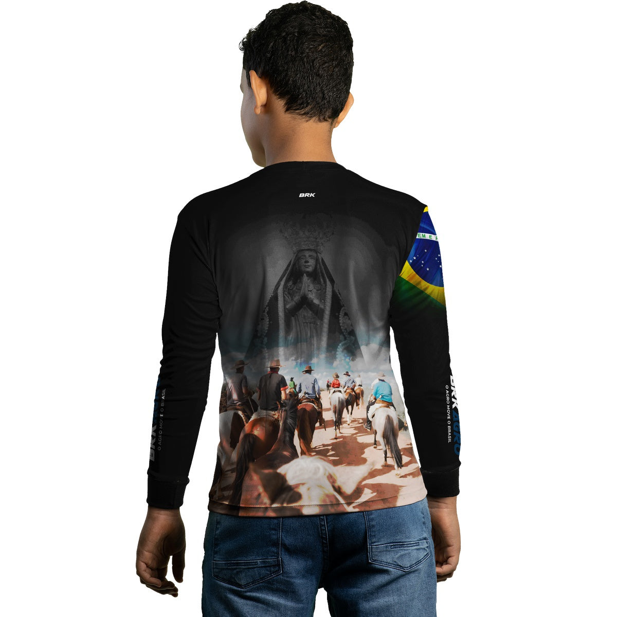 Camisa Agro Brk Cavalgada Nossa Senhora c/ Bandeira do Brasil com Proteção Solar UV50+