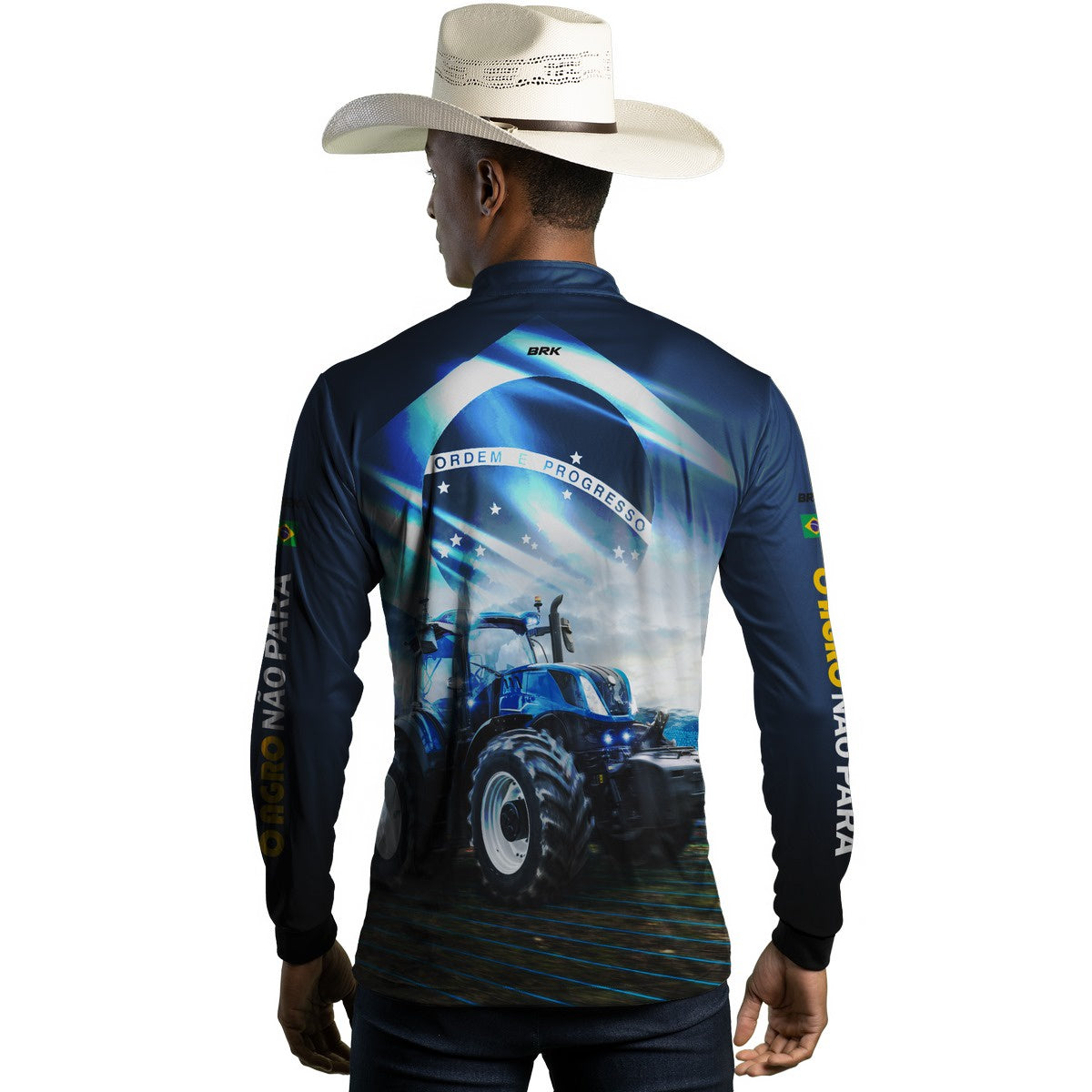 Camisa Agro Brk Azul O Agro Não Para com Proteção Solar UV50+