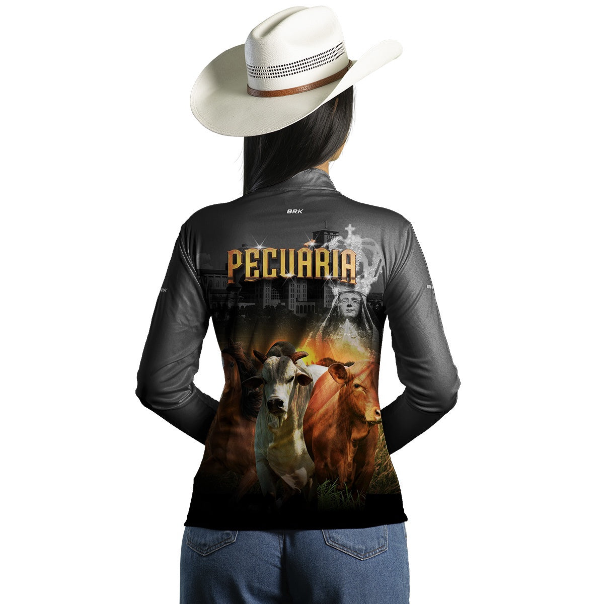 Camisa Agro Feminina Brk Nossa Senhora Pecuária com UV50+