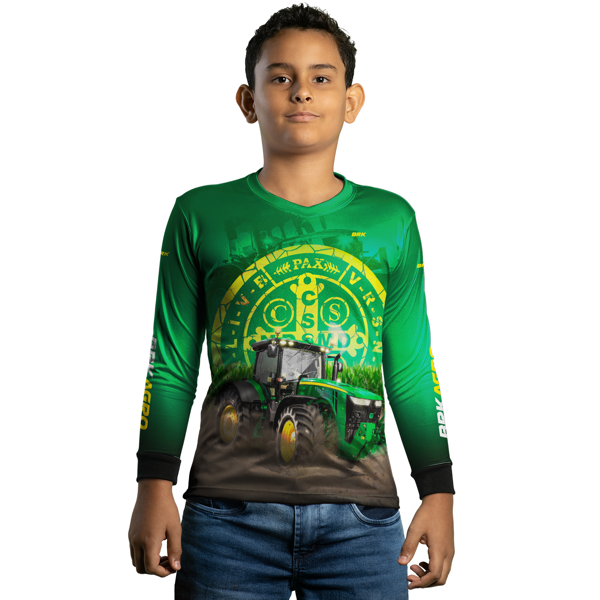 Camisa Agro Brk Trator São Bento Verde com Proteção Solar UV50+
