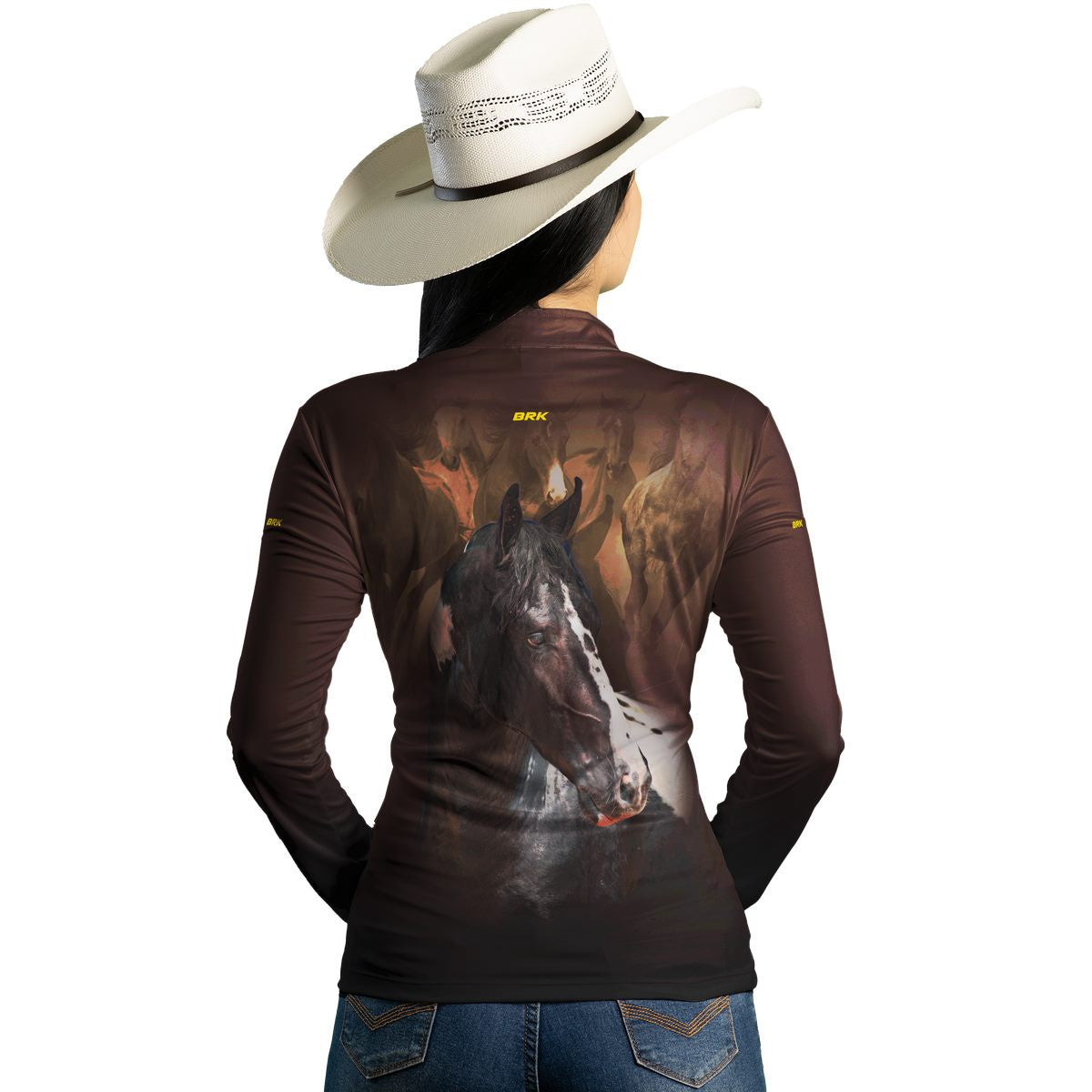 Camisa Agro Brk Marrom e Preto Mangalarga com Proteção Solar UV50+