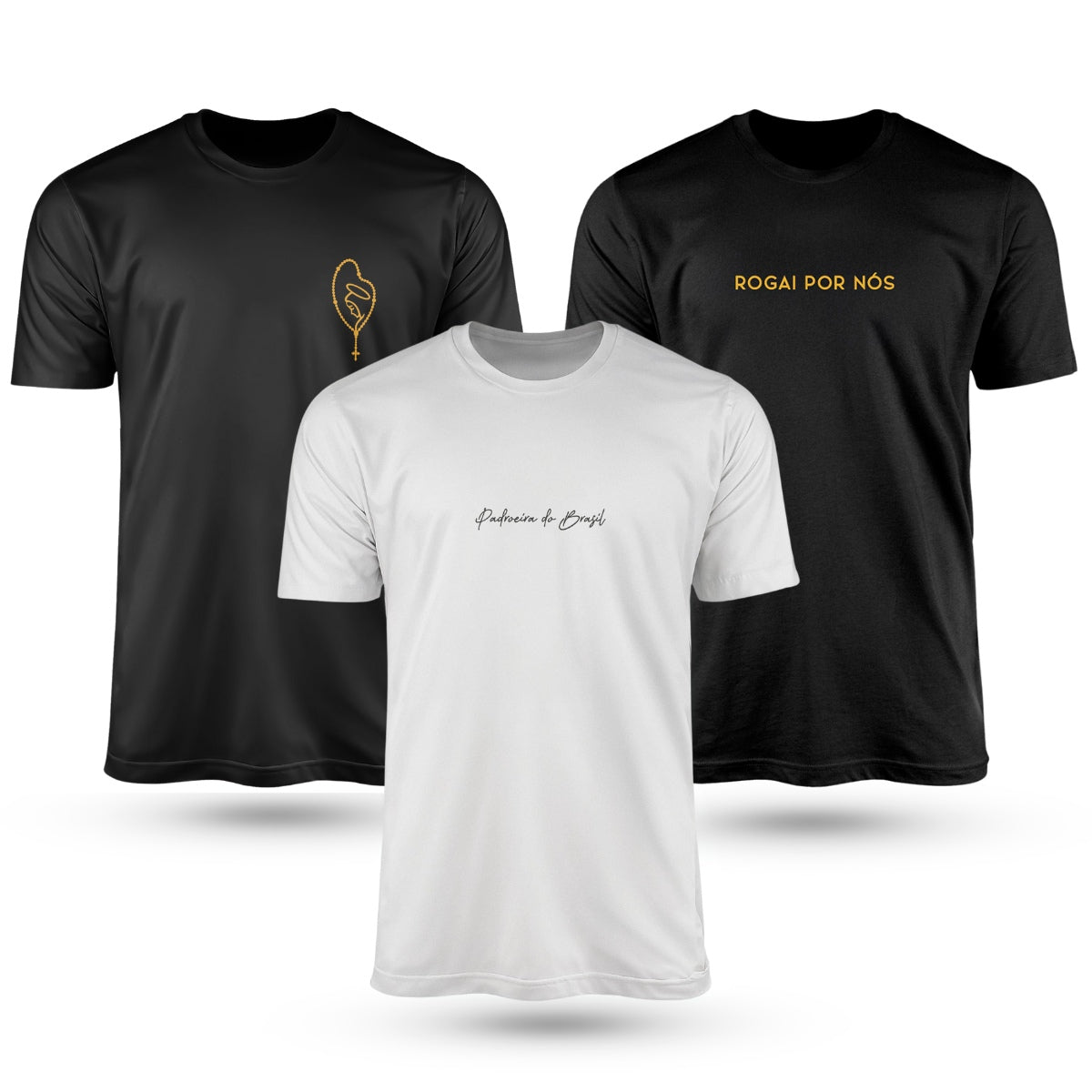 Kit Com 3 Camisetas De Algodão Coleção Nossa Senhora Aparecida