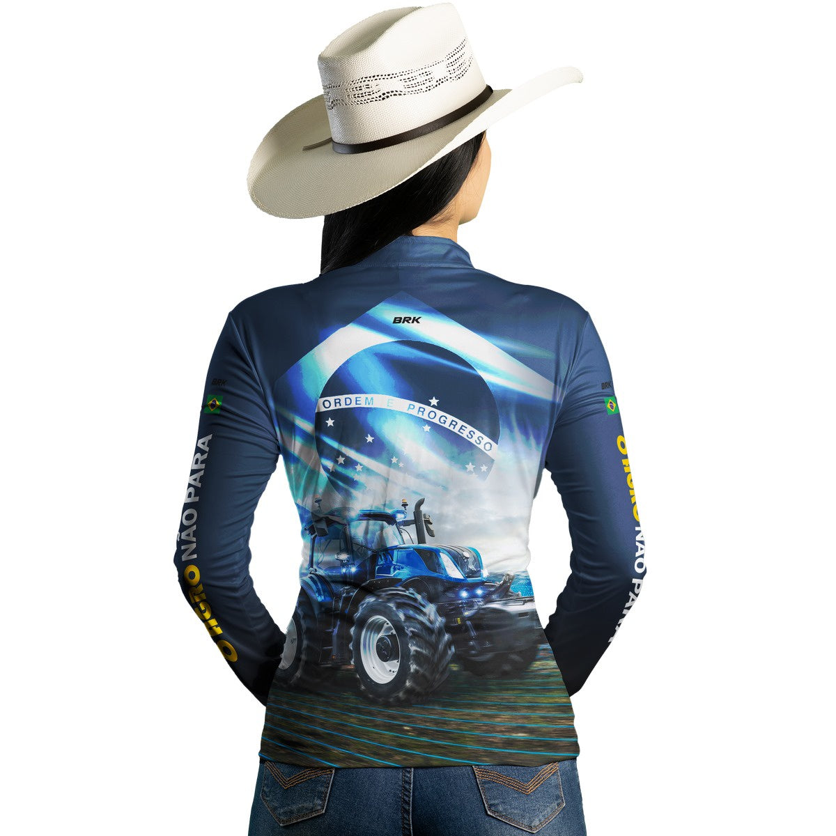 Camisa Agro Brk Azul O Agro Não Para com Proteção Solar UV50+