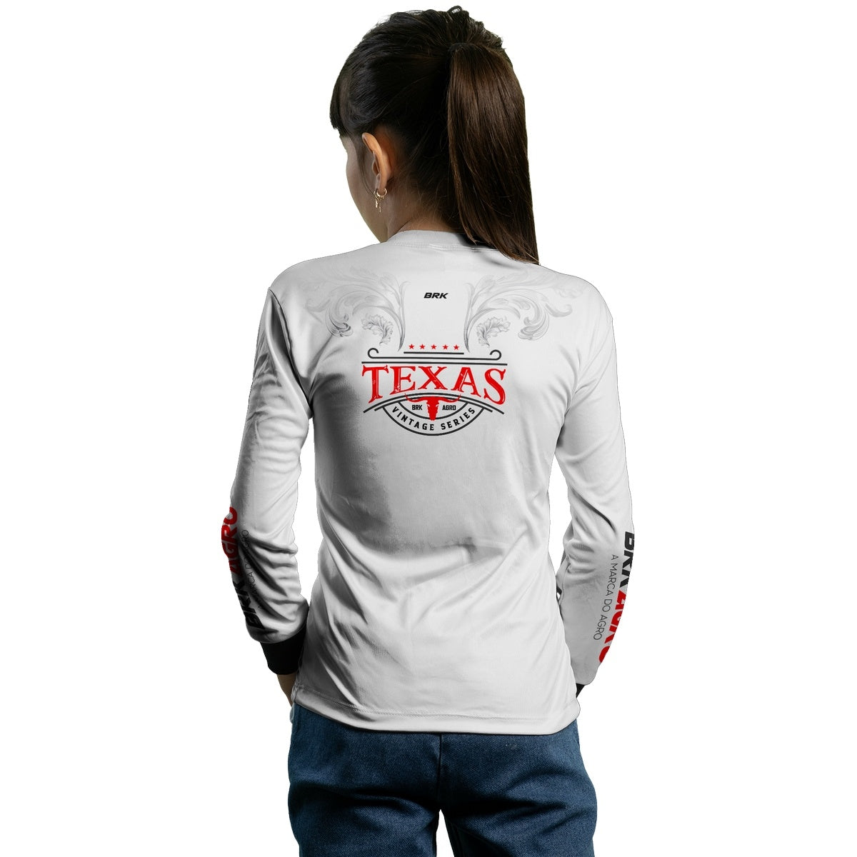 Camisa Agro Feminina Brk Texas Vintage Branca com Proteção com Proteção Solar UV50+