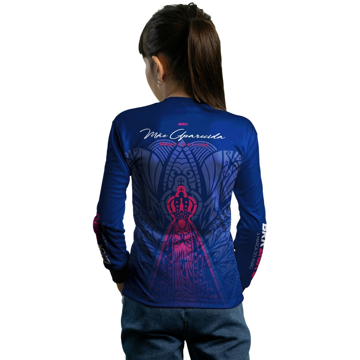 Camisa Infantil Agro Brk Feminina Nossa Senhora Mãe Aparecida com Proteção Solar UV50+