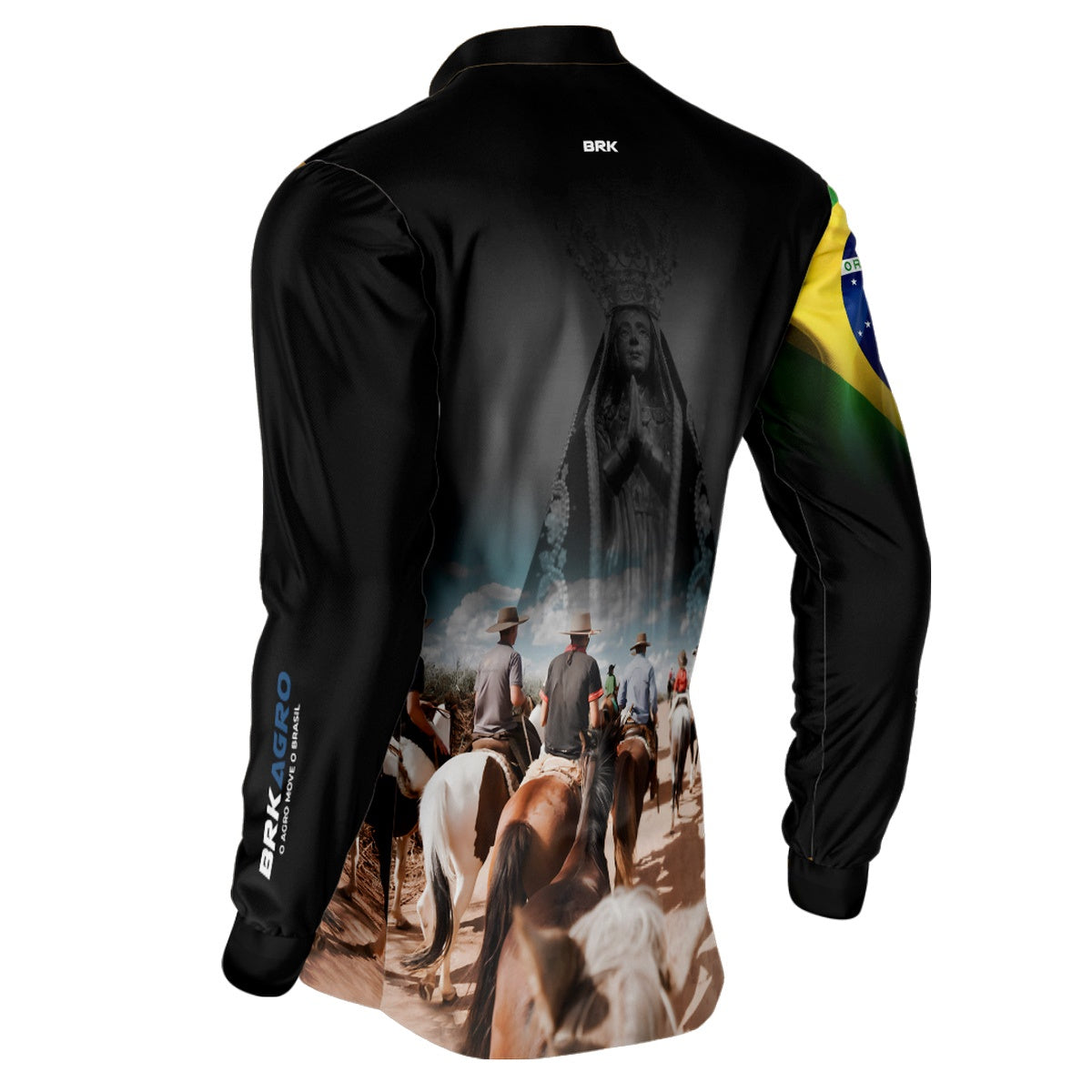 Camisa Agro Brk Cavalgada Nossa Senhora c/ Bandeira do Brasil com Proteção Solar UV50+
