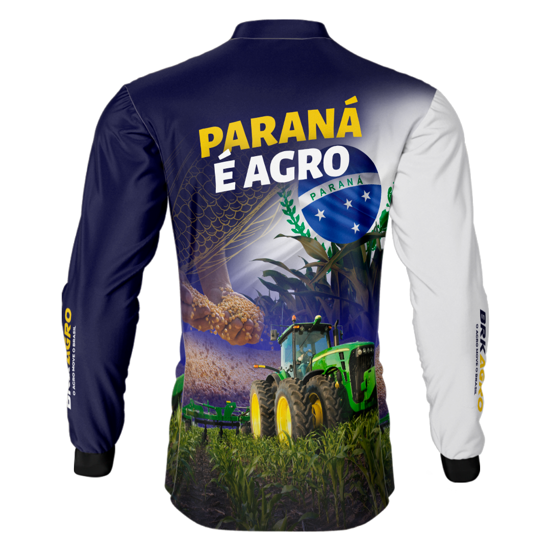 Camisa Agro Brk Paraná é Agro Milho e Soja com Proteção Solar UV50+