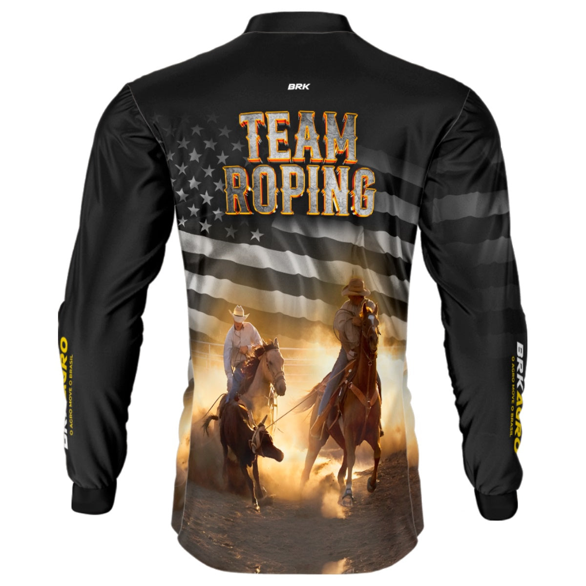 Camisa Agro Brk Team Roping Preta com Proteção Solar UV50+