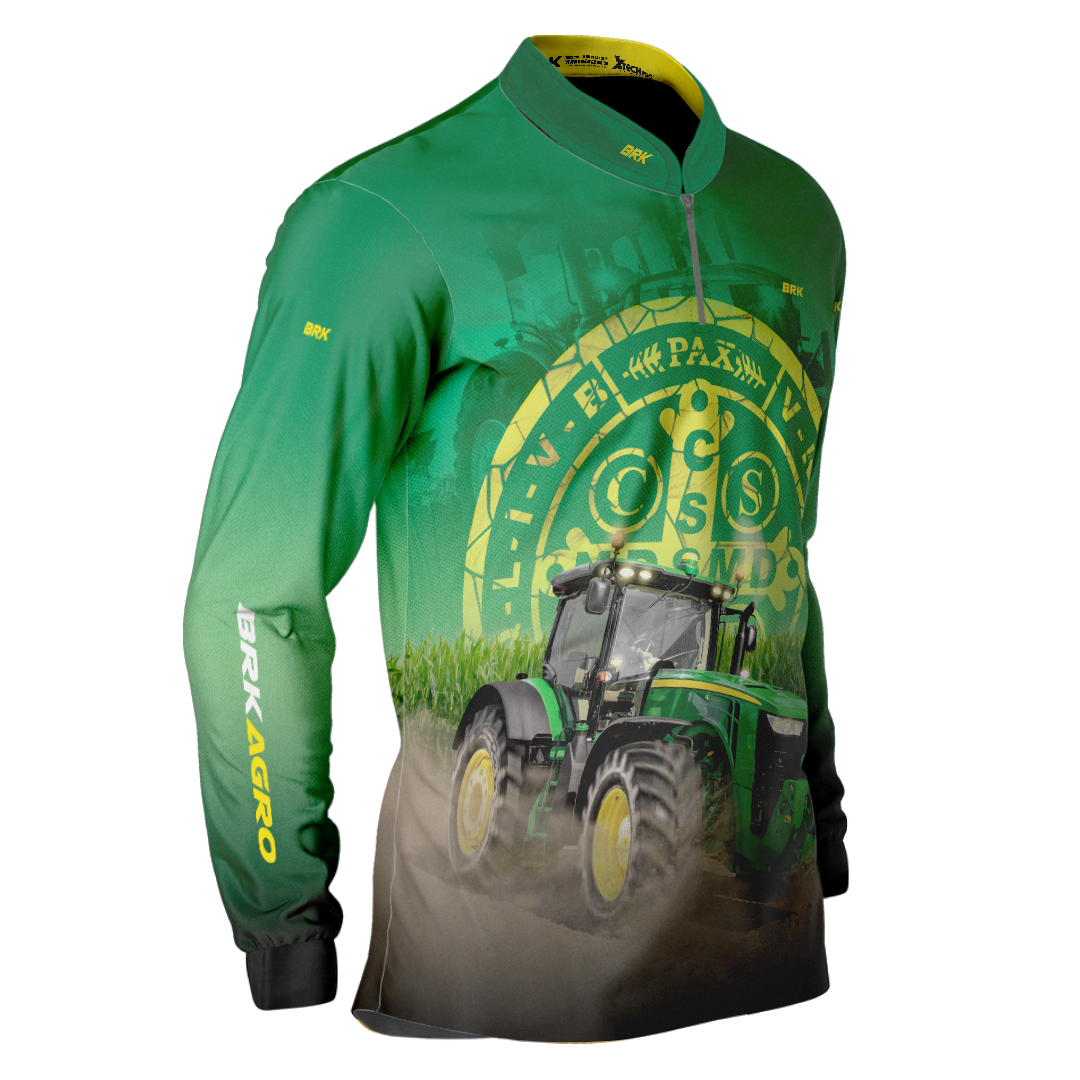 Camisa Agro Brk Trator São Bento Verde com Proteção Solar UV50+