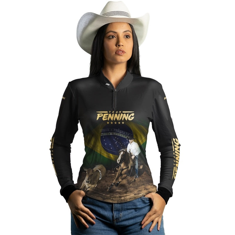 Camisa Agro Brk Team Penning Dourado com Proteção Solar UV50+