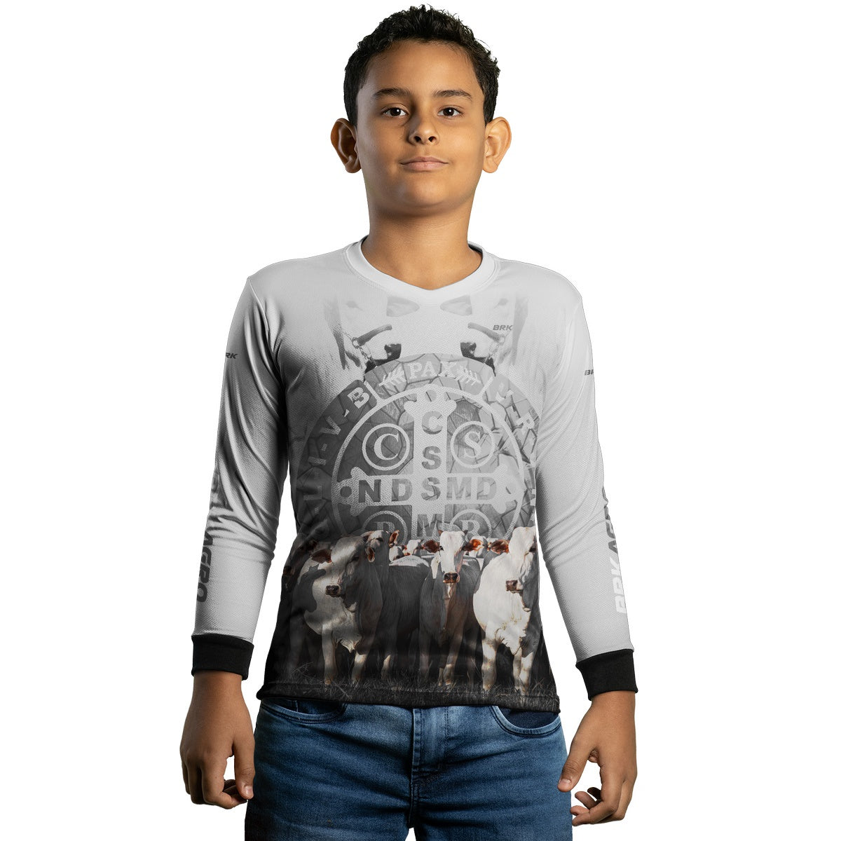 Camisa Infantil Agro Brk Pecuária Branca São Bento com UV50+
