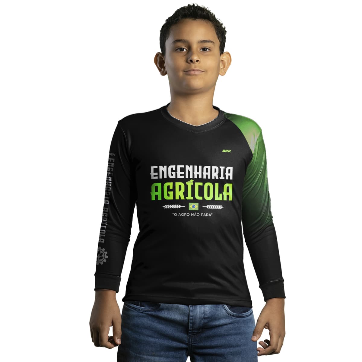 Camisa Agro Brk Preta Engenharia Agrícola com Proteção Solar UV50+