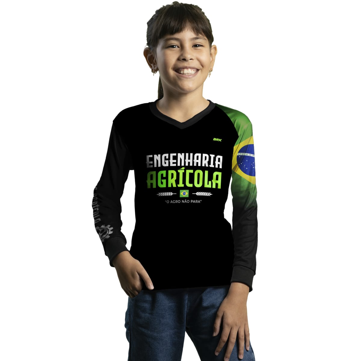 Camisa Agro Brk Preta Engenharia Agrícola com Proteção Solar UV50+