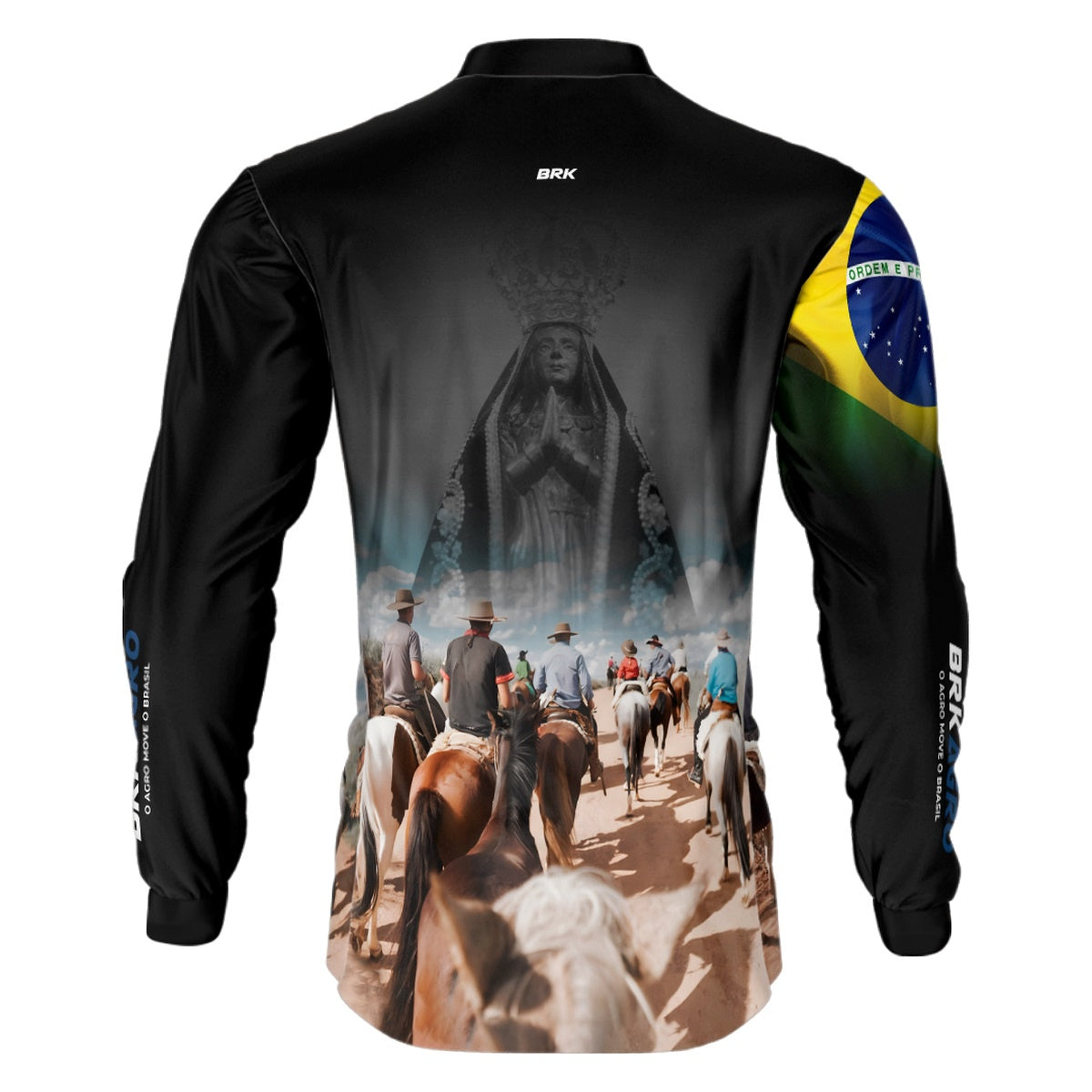 Camisa Agro Brk Cavalgada Nossa Senhora c/ Bandeira do Brasil com Proteção Solar UV50+