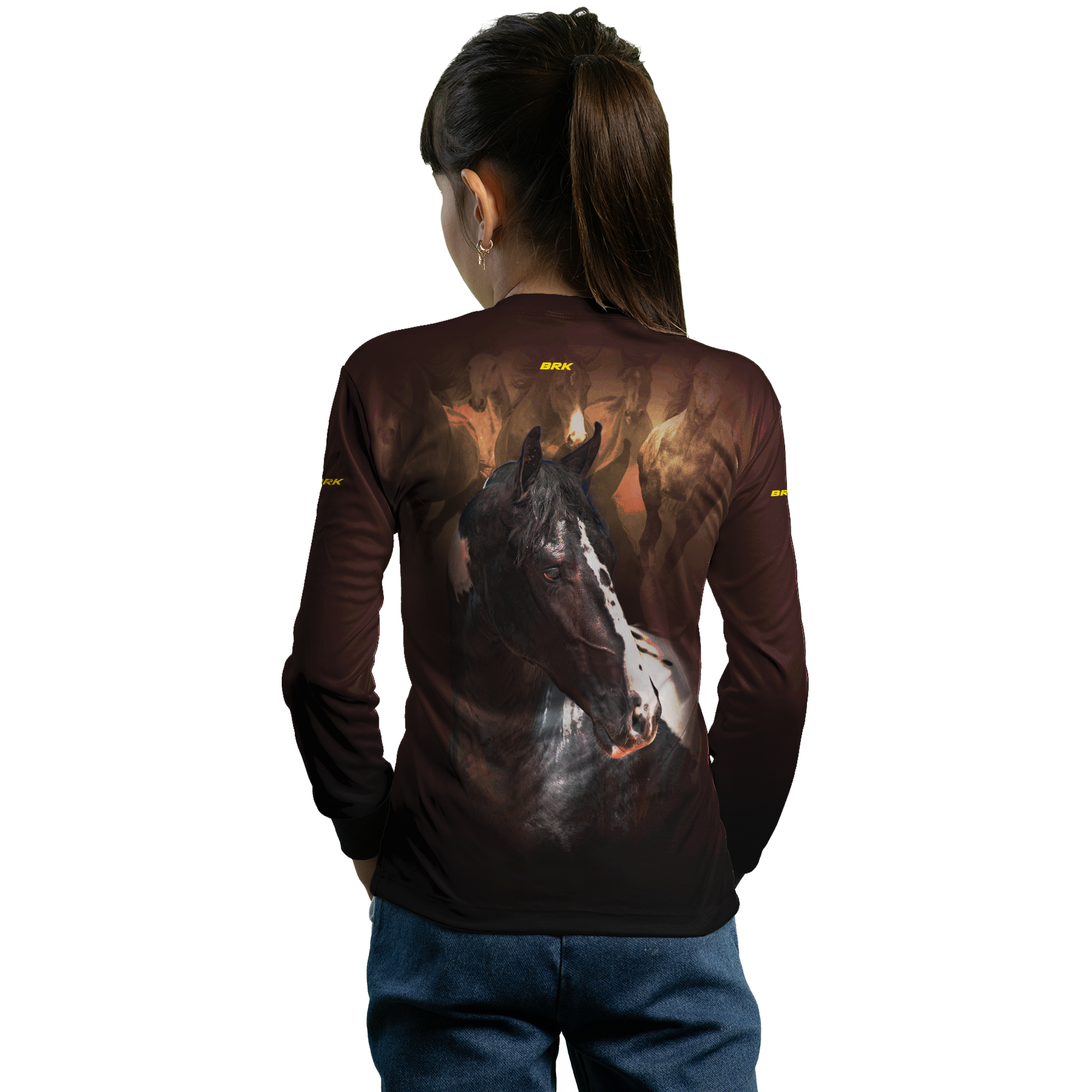 Camisa Agro Brk Marrom e Preto Mangalarga com Proteção Solar UV50+