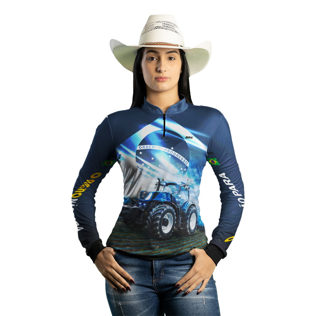 Camisa Agro Brk Azul O Agro Não Para com Proteção Solar UV50+