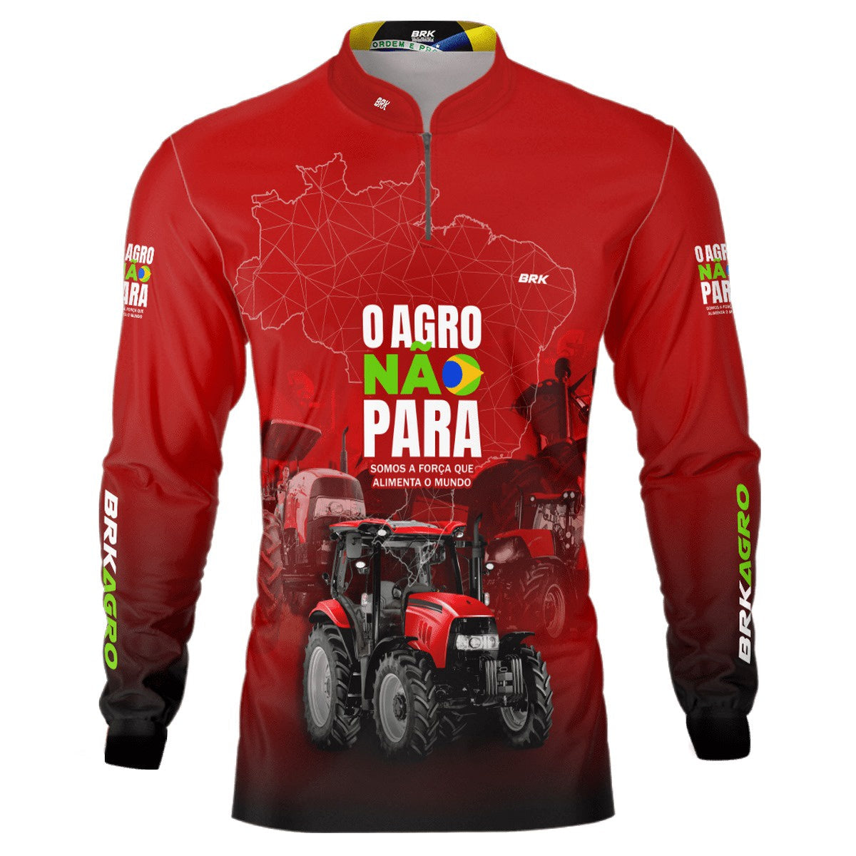 Camisa Agro Brk Vermelha O Agro Não Para com Proteção Solar UV50+