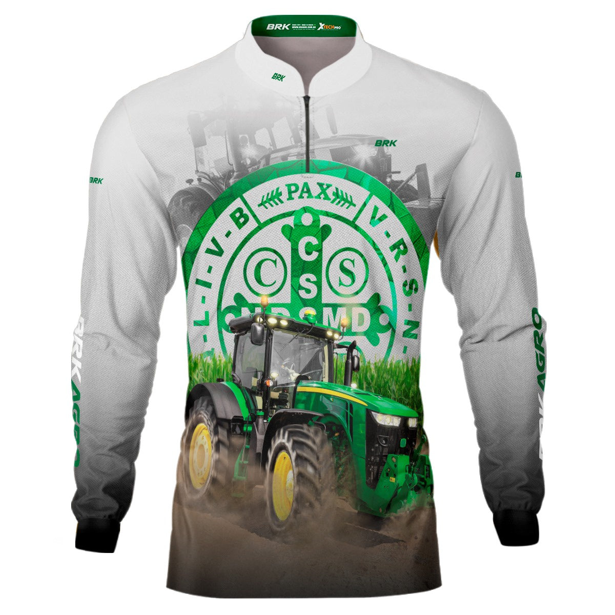 Camisa Agro Brk Trator São Bento Branca com Proteção Solar UV50+