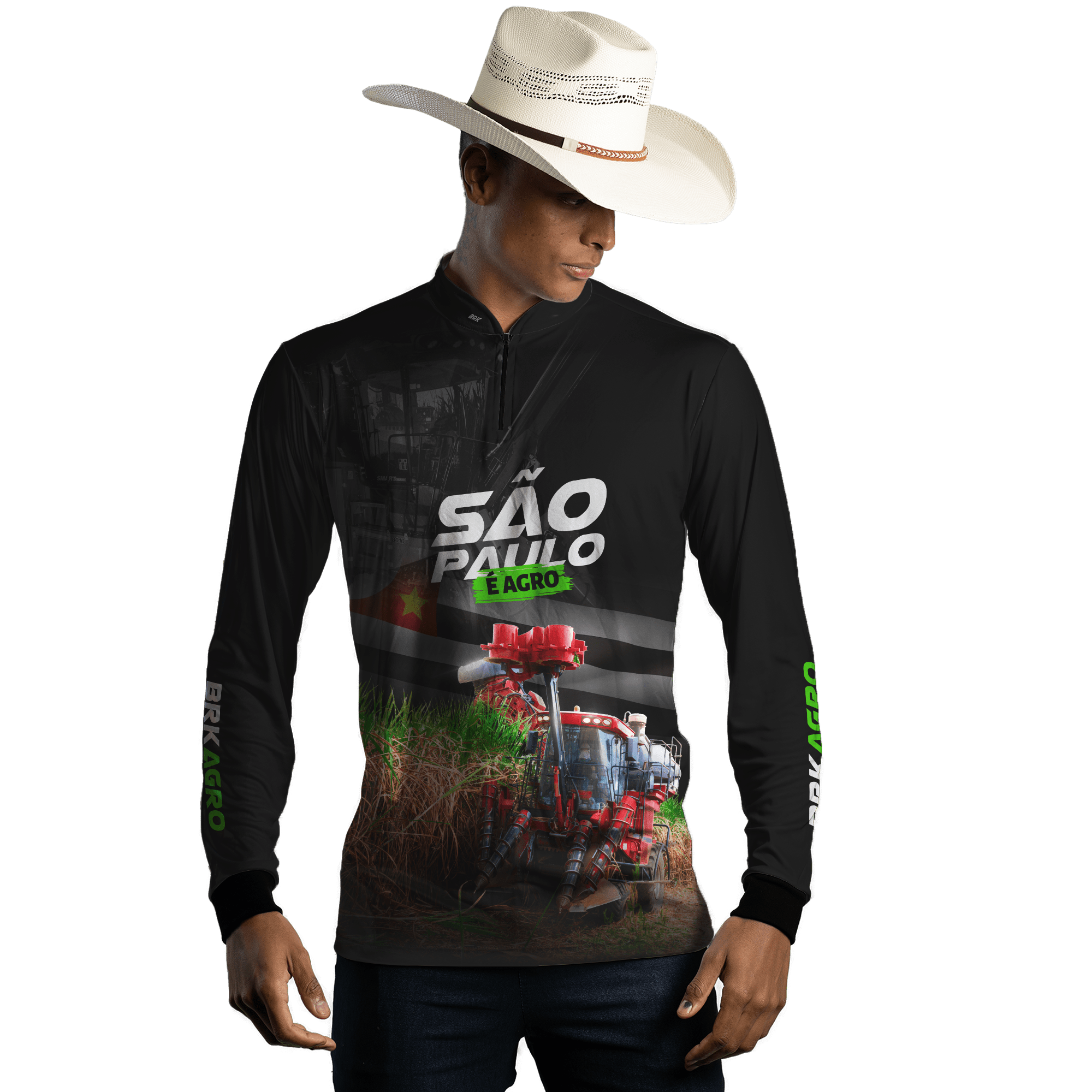 Camisa Agro Brk São Paulo Cana de Açúcar com Proteção Solar UV50+