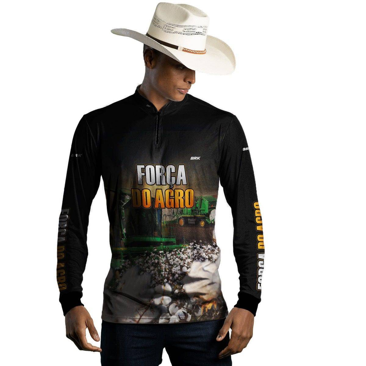 Camisa Agro Brk Algodão Preta com Proteção Solar UV50+