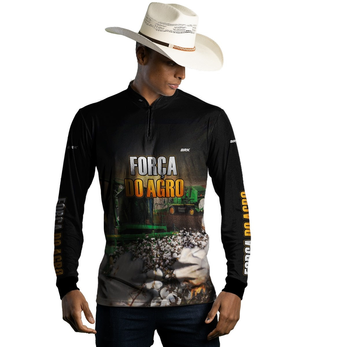 Camisa Agro Brk Algodão Preta com Proteção Solar UV50+