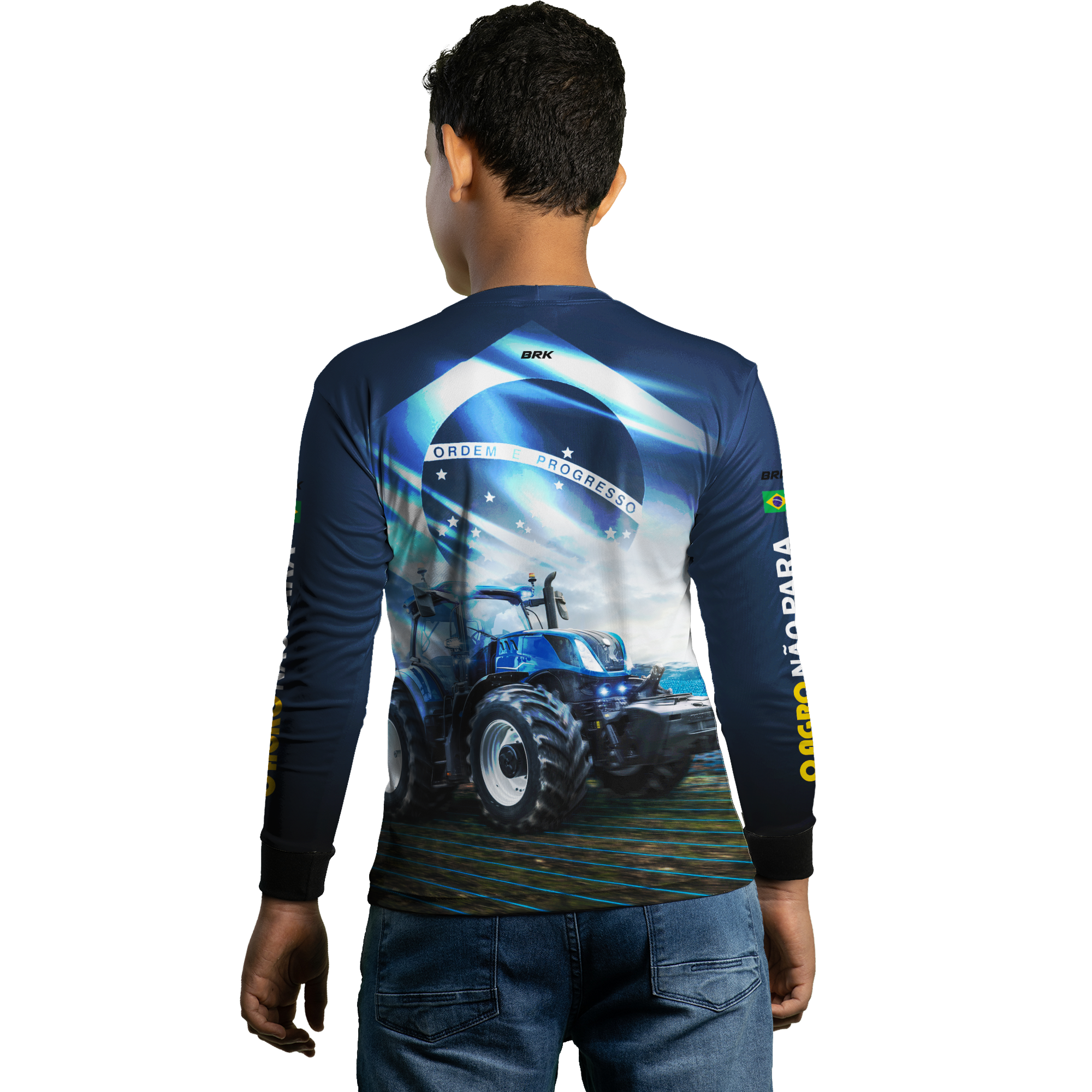 Camisa Agro Brk Azul O Agro Não Para com Proteção Solar UV50+