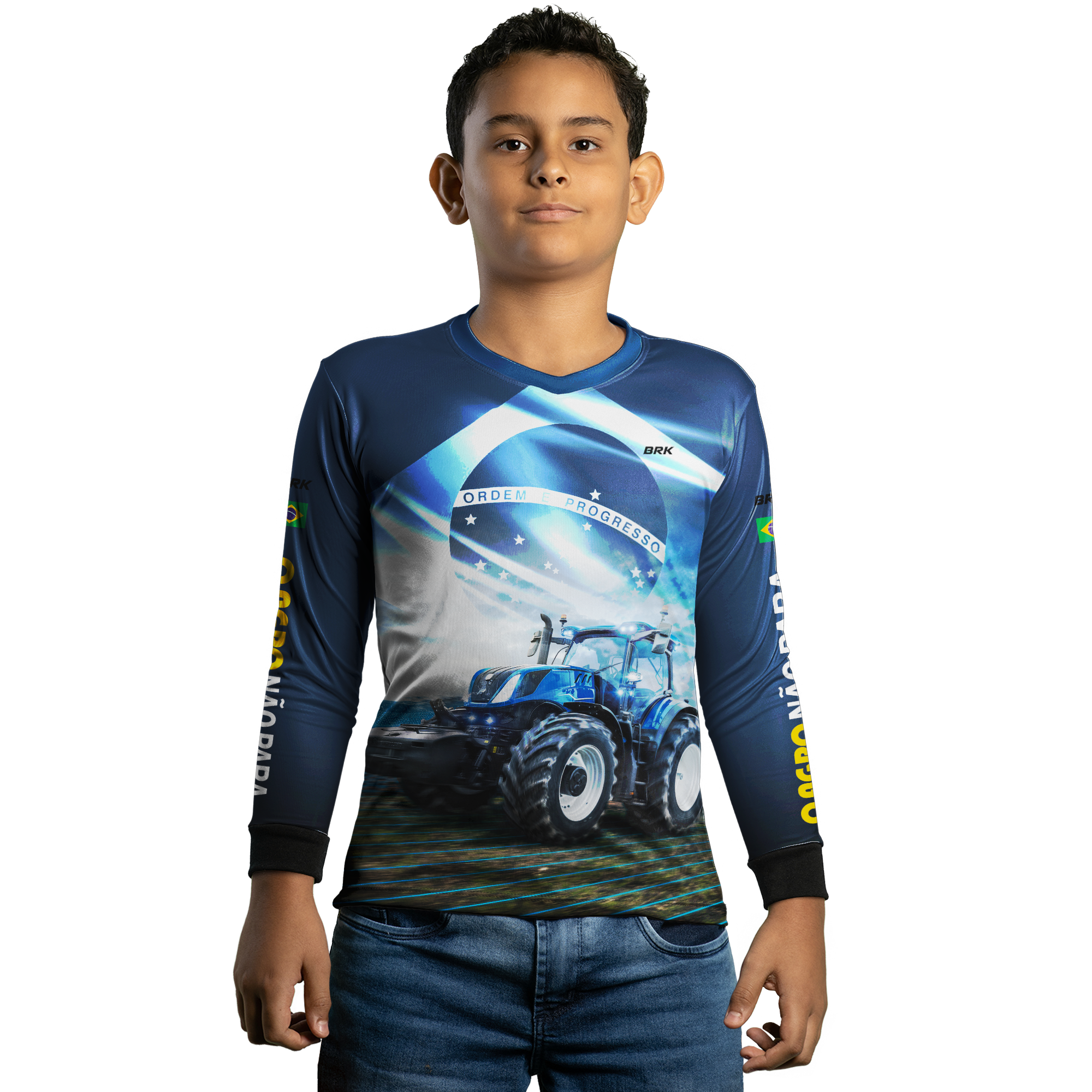 Camisa Agro Brk Azul O Agro Não Para com Proteção Solar UV50+