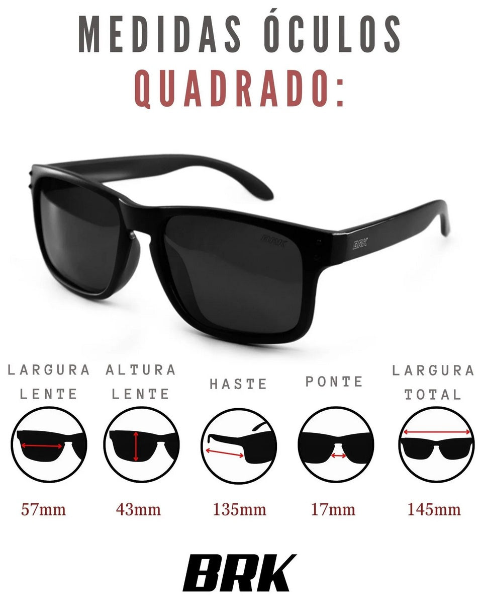 Óculos de Sol Brk Azul Quadrado com Lente Polarizada Preta