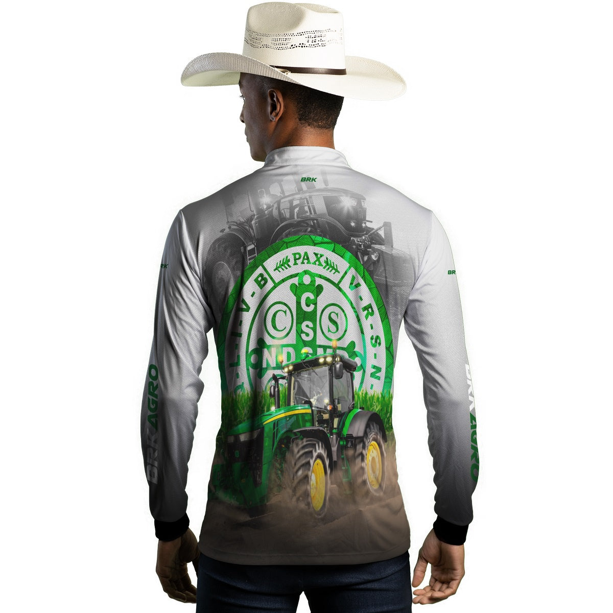 Camisa Agro Brk Trator São Bento Branca com Proteção Solar UV50+