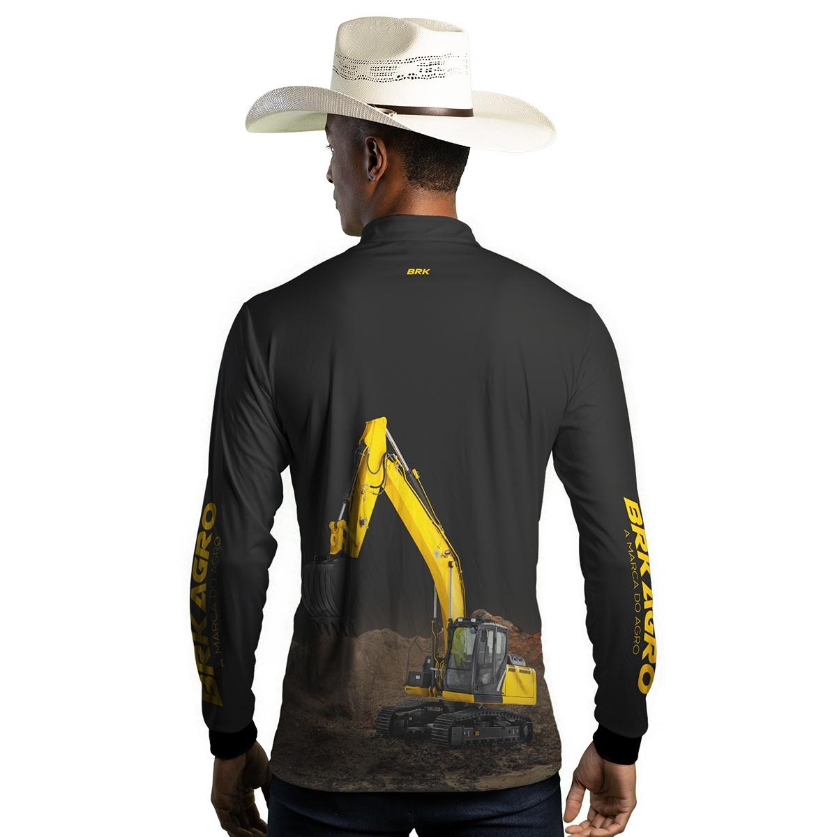 Camisa Agro Brk Amarela e Preta Escavadeira com UV50+