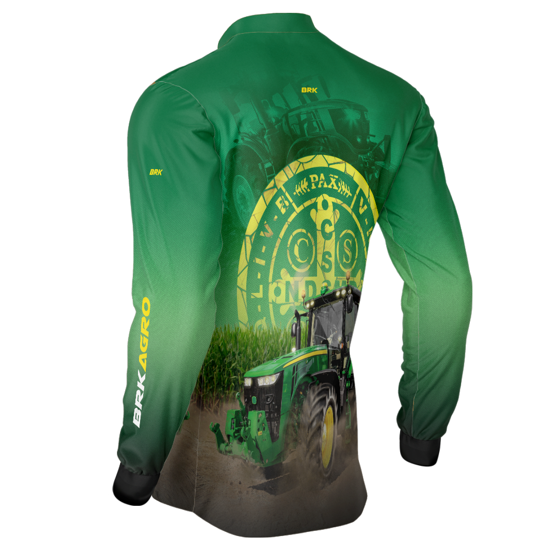 Camisa Agro Brk Trator São Bento Verde com Proteção Solar UV50+