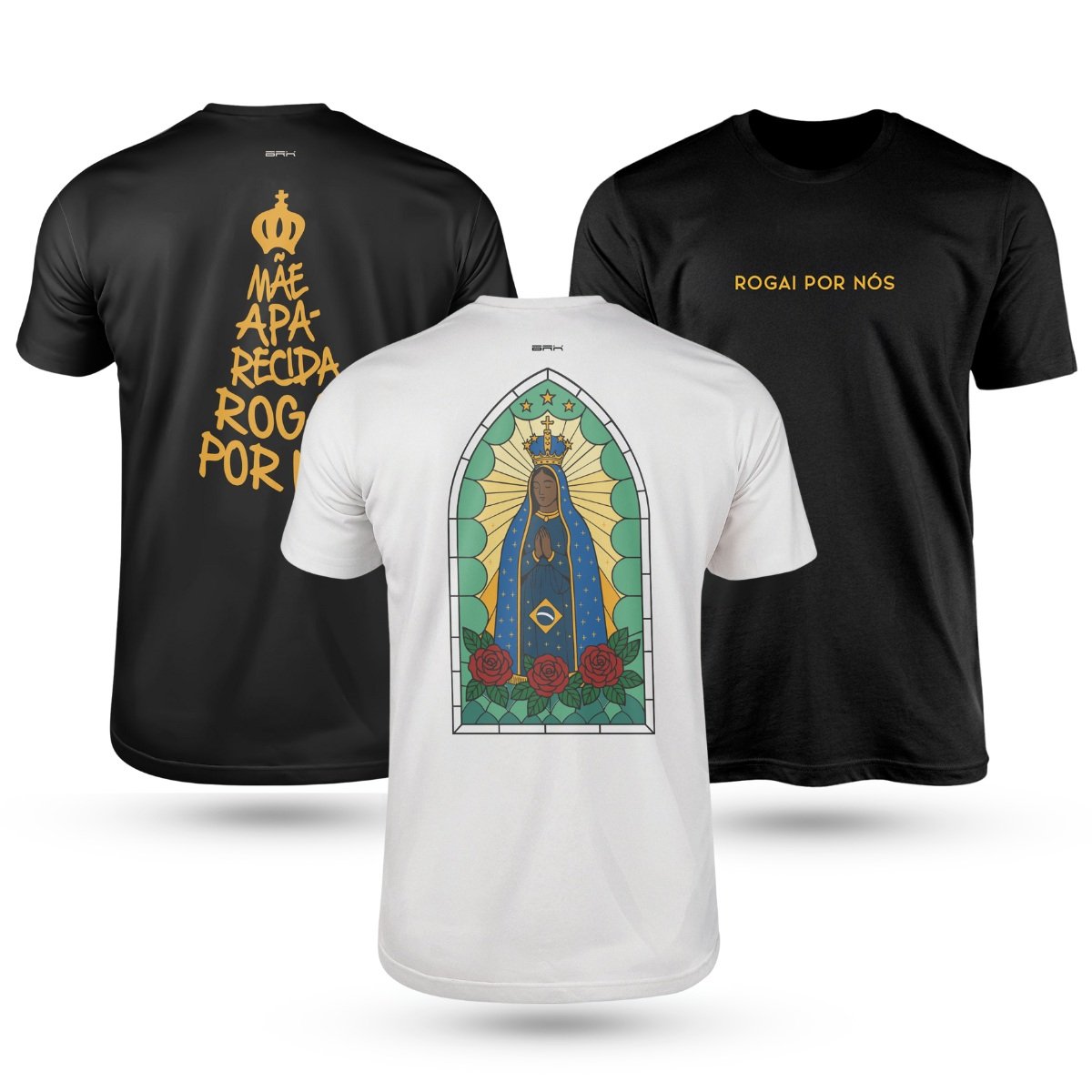 Kit Com 3 Camisetas De Algodão Coleção Nossa Senhora Aparecida