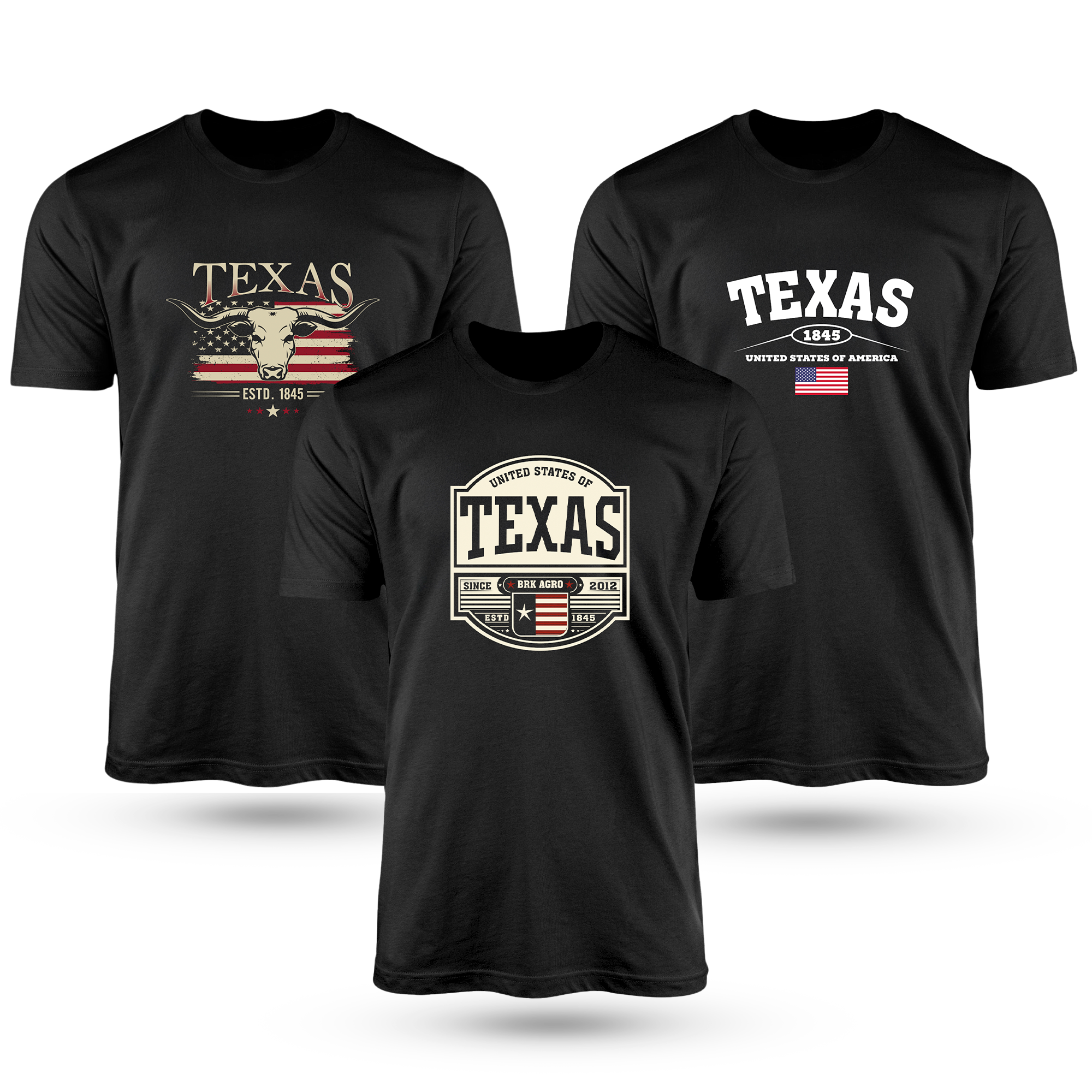 Kit Com 3 Camisetas De Algodão Coleção Texas