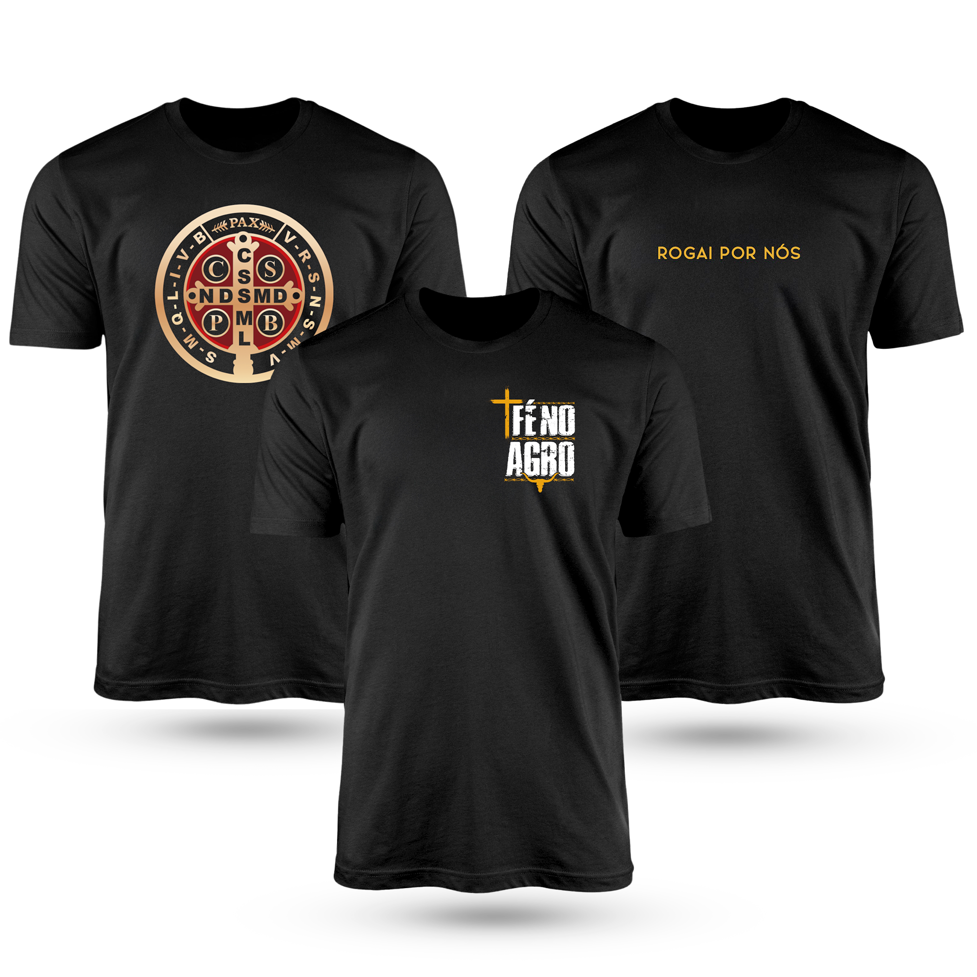 Kit Com 3 Camisetas De Algodão Coleção Fé No Agro