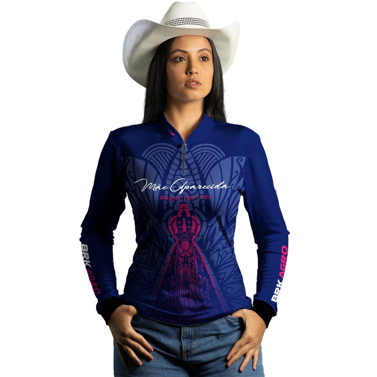 Camisa Agro Feminina Brk Nossa Senhora Mãe Aparecida com Proteção Solar UV50+