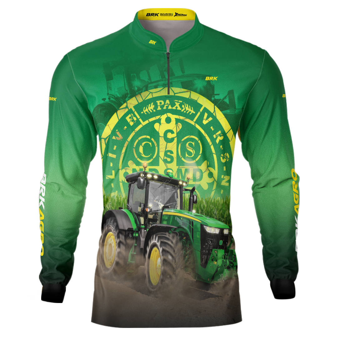 Camisa Agro Brk Trator São Bento Verde com Proteção Solar UV50+
