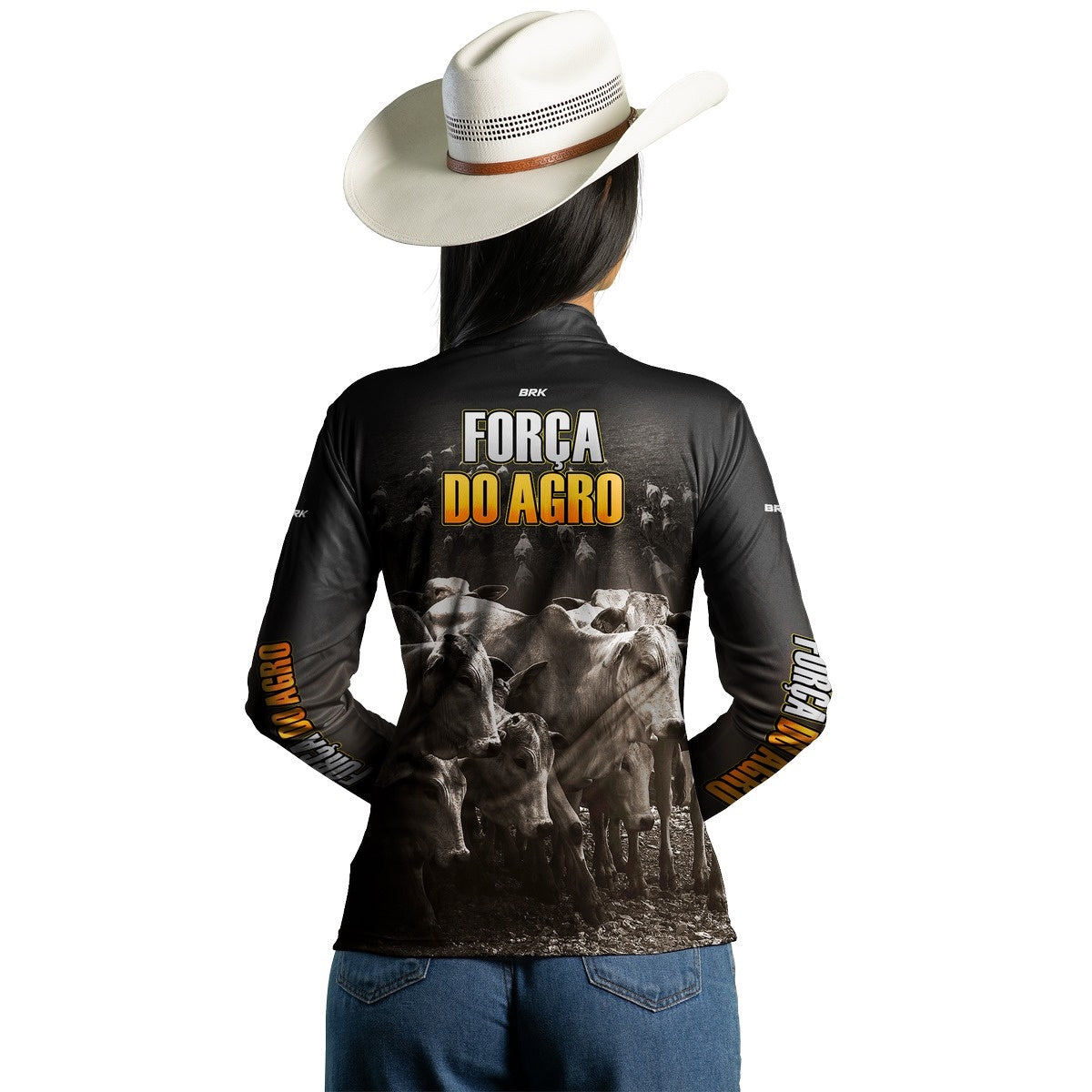 Camisa Agro Feminina Brk Força do Agro Criação de Bovinos com UV50+