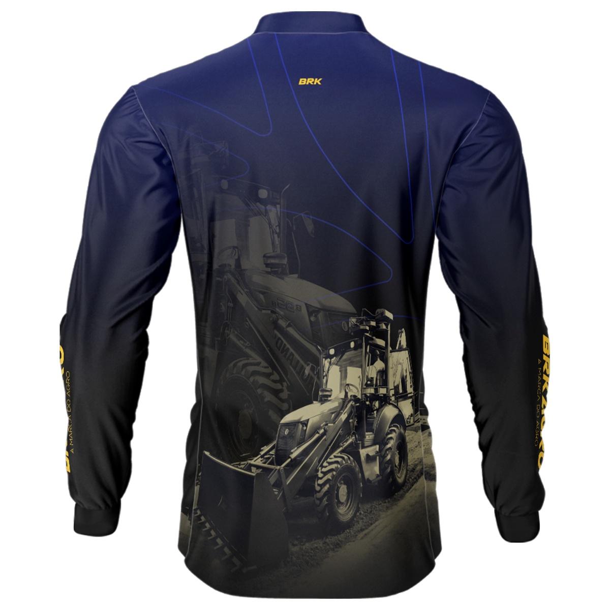 Camisa Agro Brk Azul e Preta Retroescavadeira com UV50+