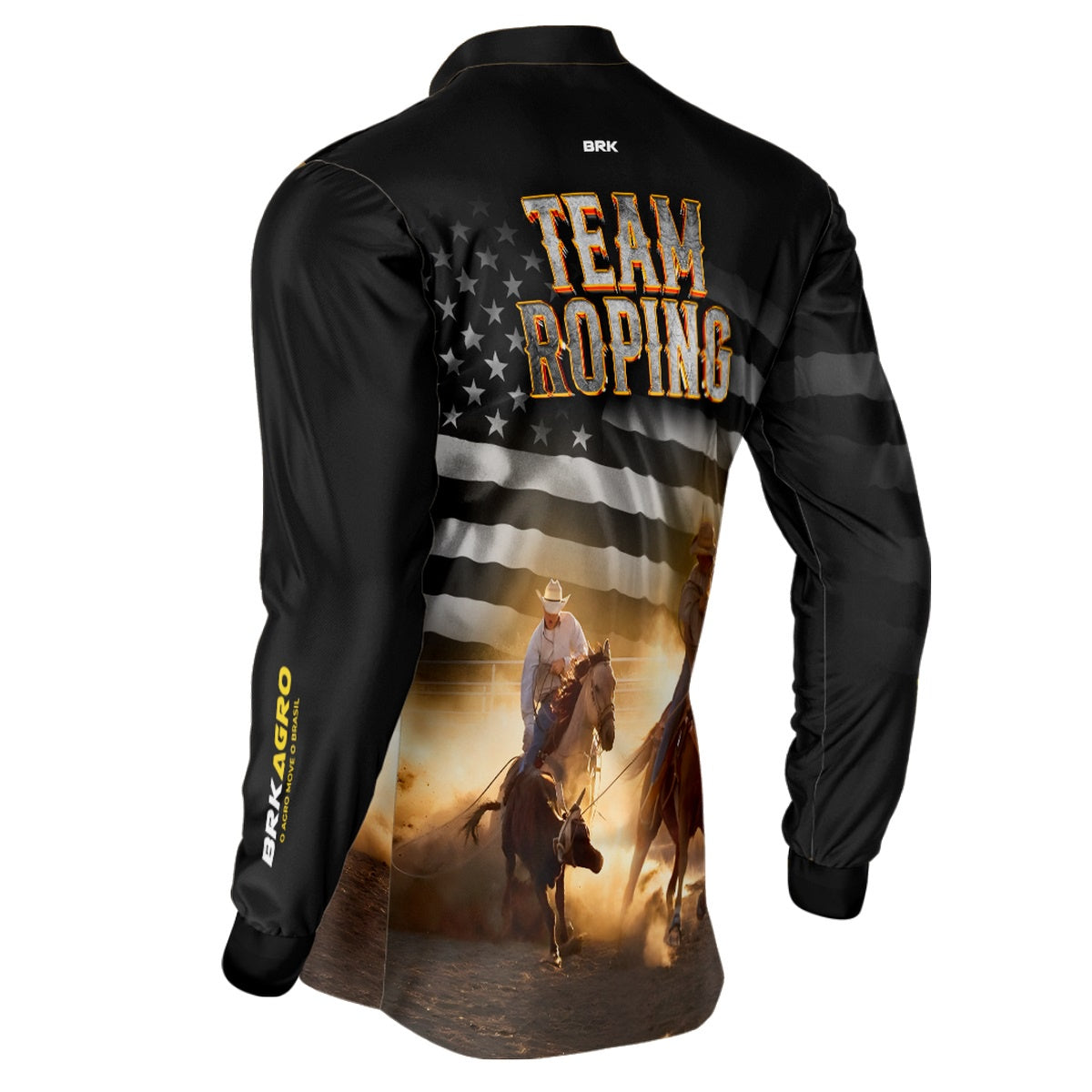 Camisa Agro Brk Team Roping Preta com Proteção Solar UV50+