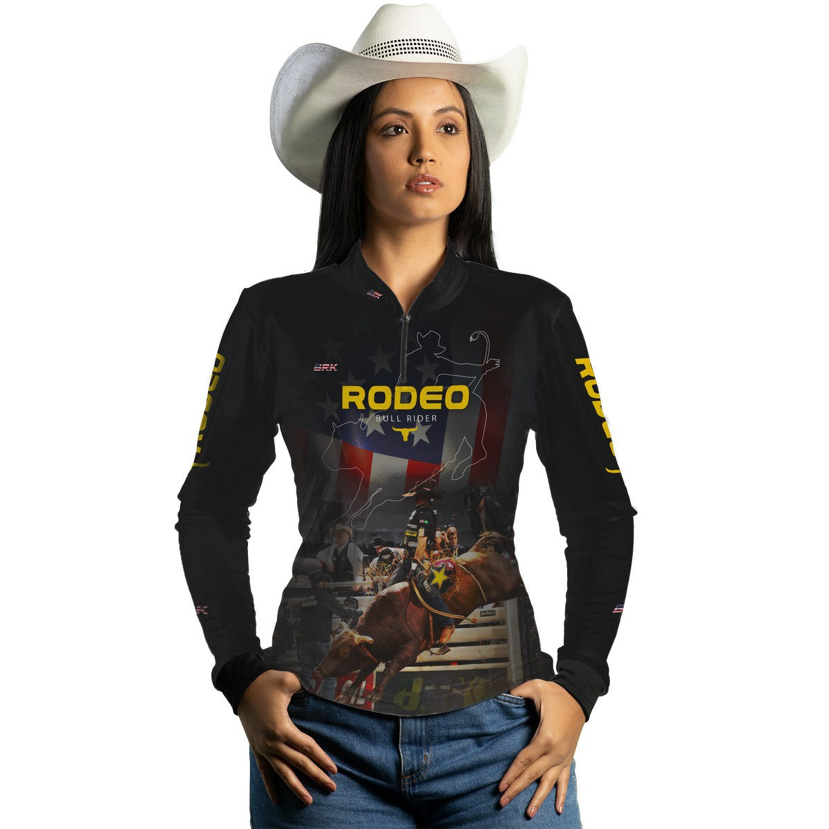 Camisa Agro Brk Preto Rodeio USA 2 com Proteção Solar UV50+