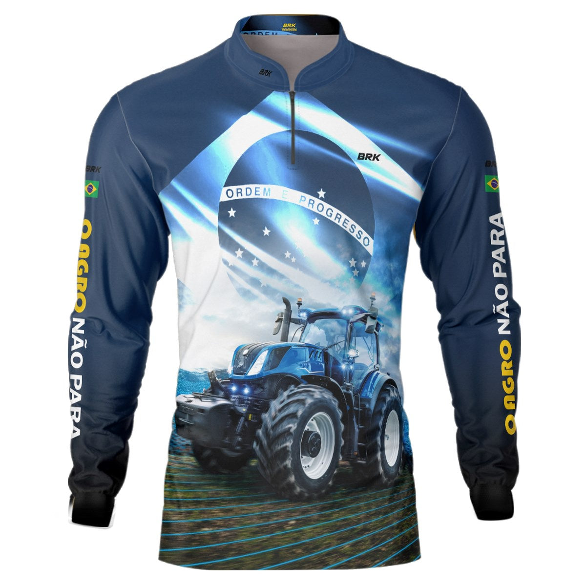 Camisa Agro Brk Azul O Agro Não Para com Proteção Solar UV50+