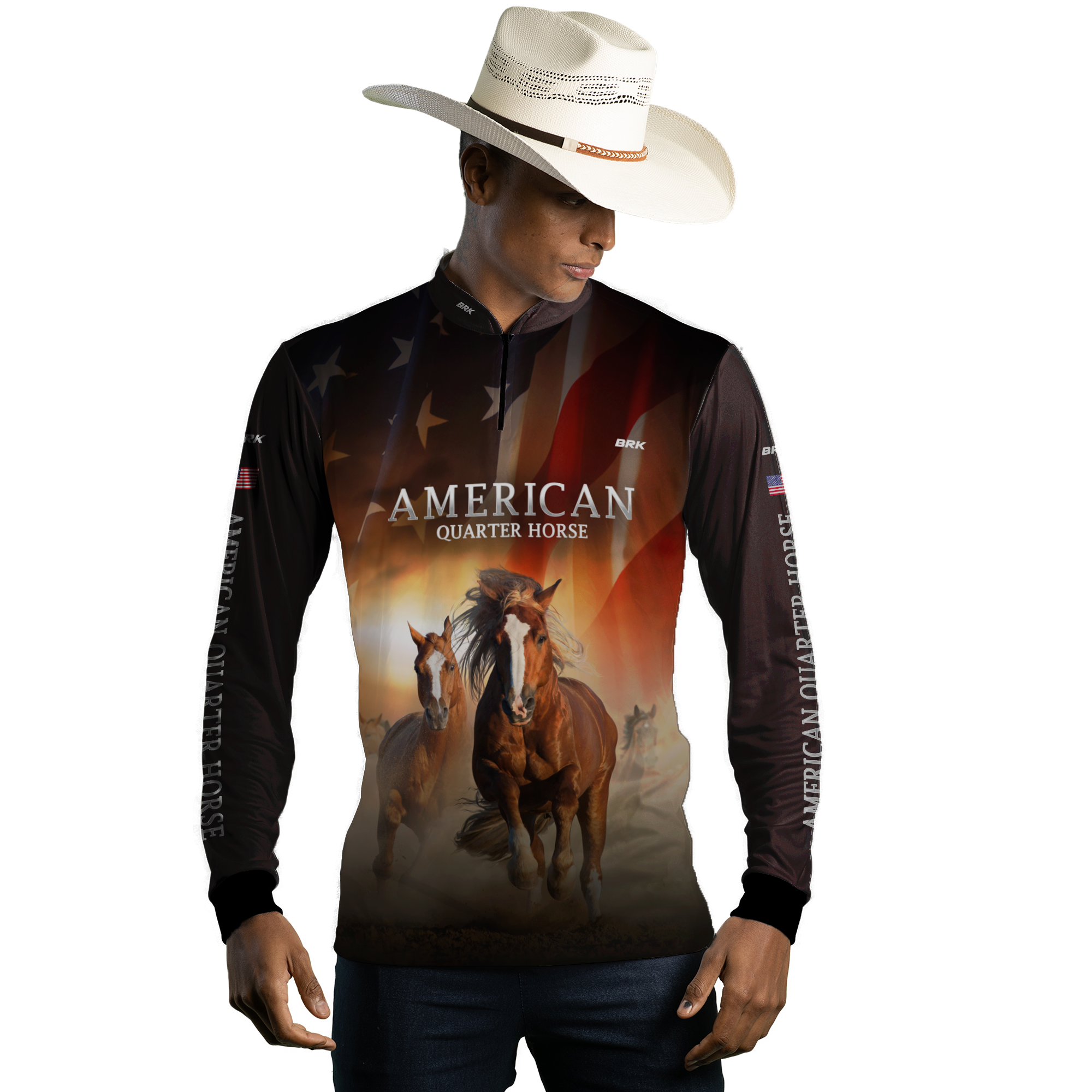 Camisa Agro Brk Quarto de Milha Preta com Proteção Solar UV50+