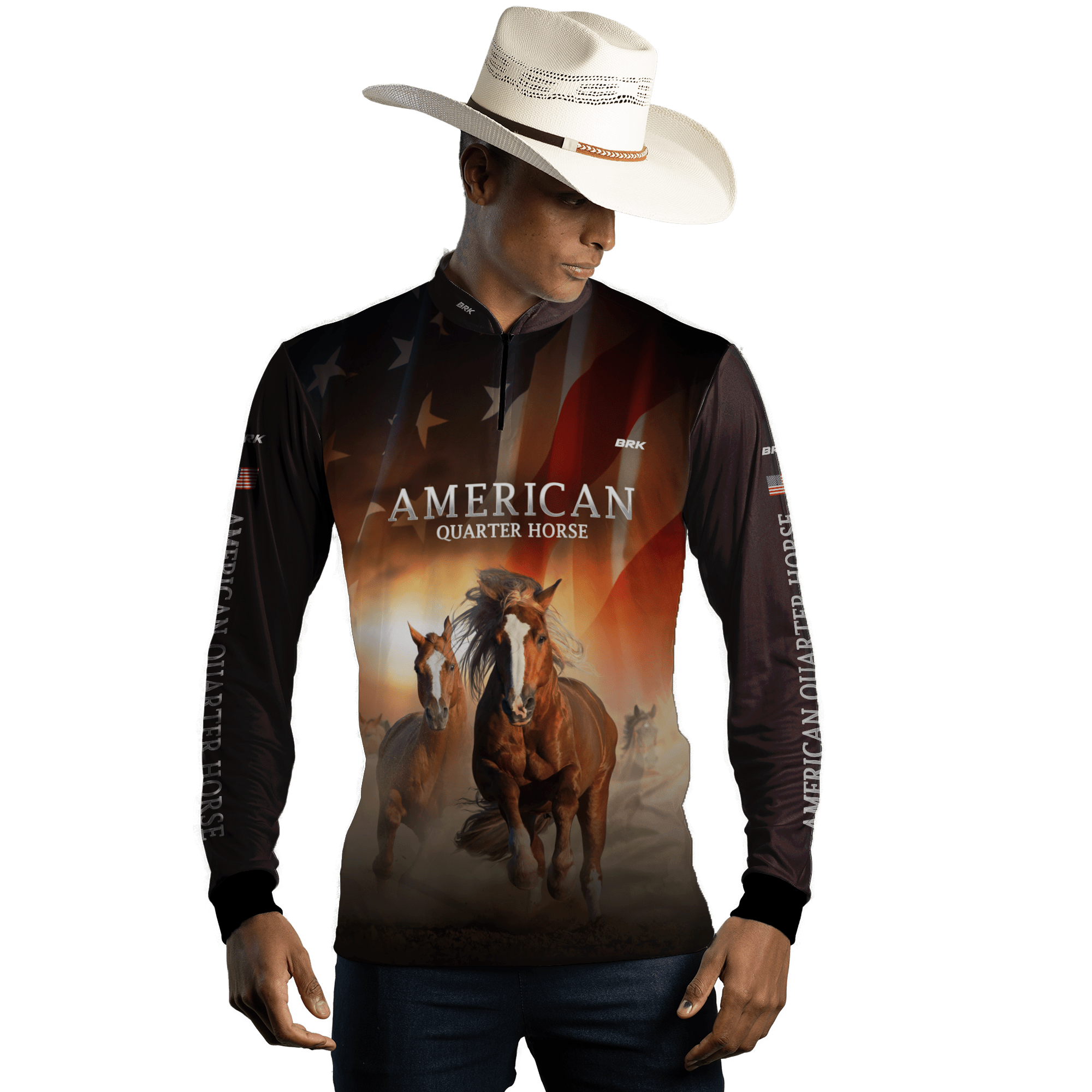 Camisa Agro Brk Quarto de Milha Preta com Proteção Solar UV50+