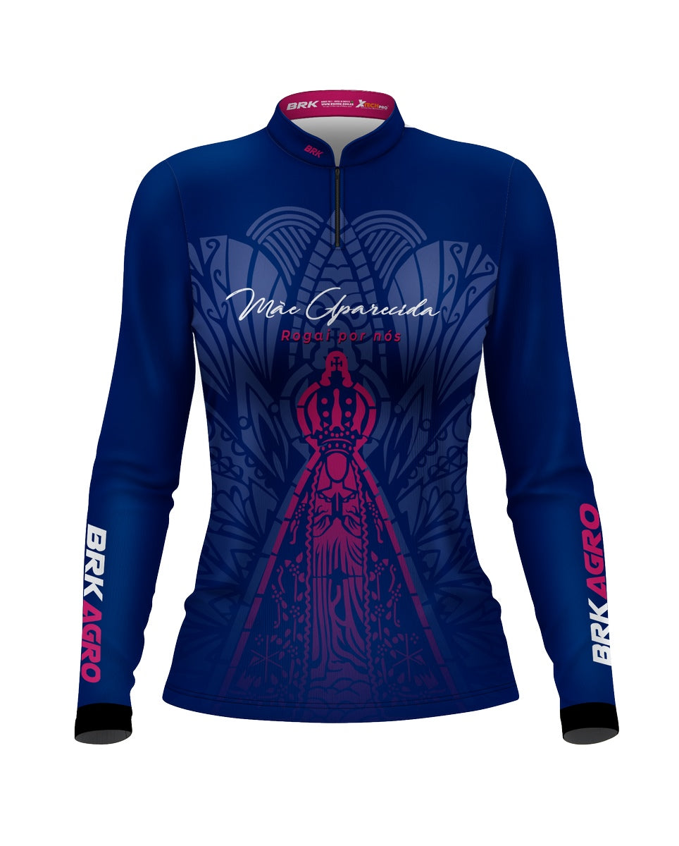 Camisa Agro Feminina Brk Nossa Senhora Mãe Aparecida com Proteção Solar UV50+