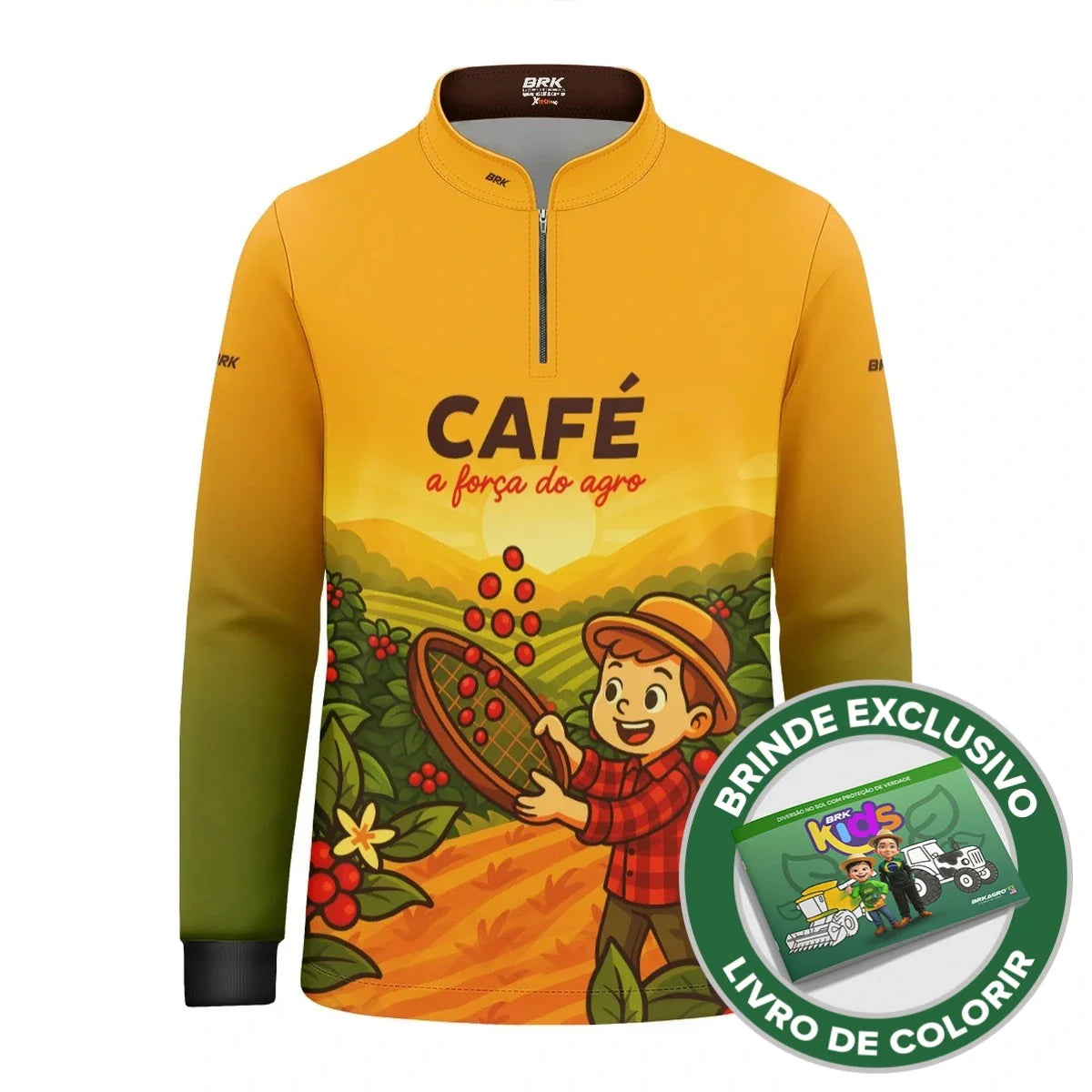 Camisa UV50 Agro Infantil Brk A Força do Agro Café
