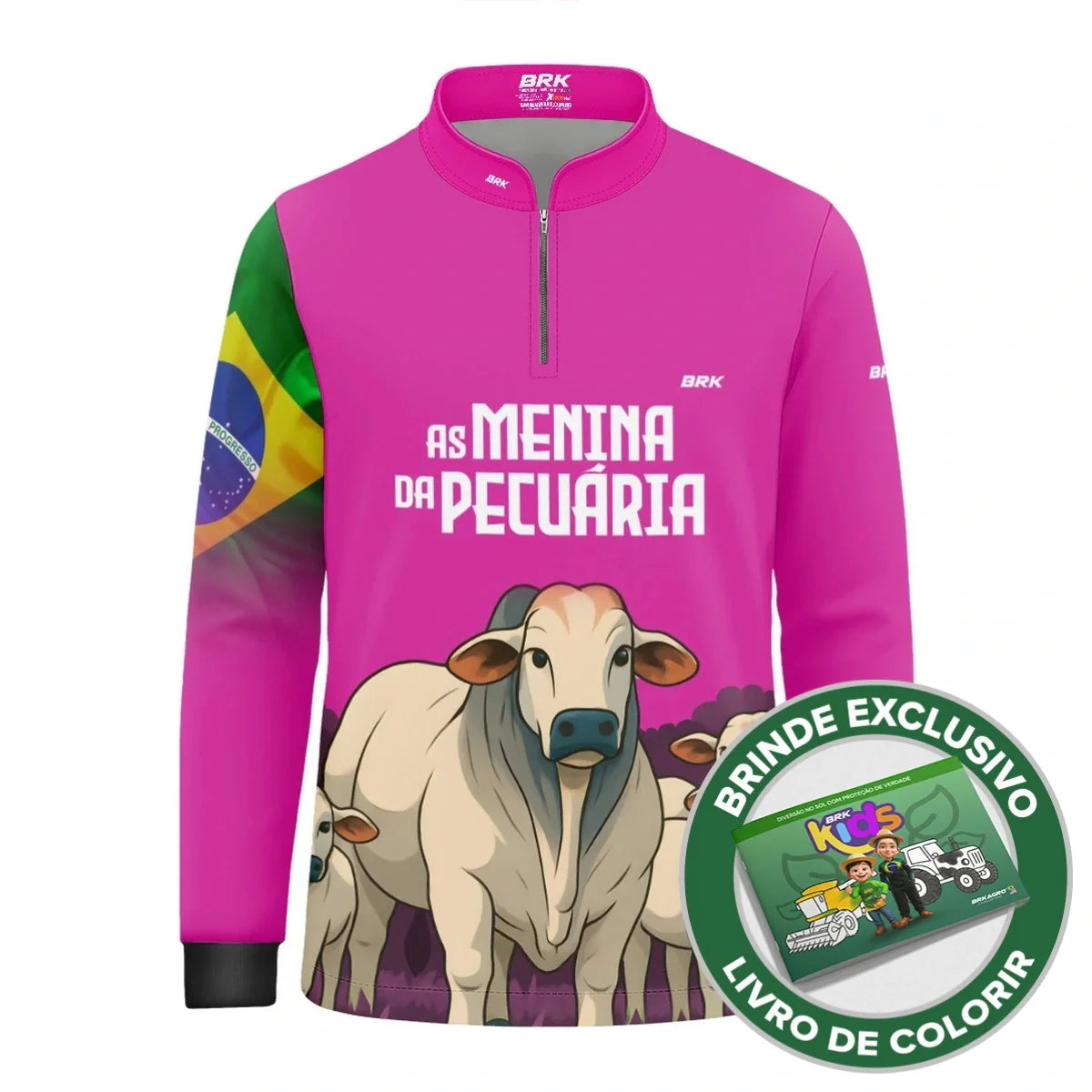 Camisa UV50 Agro Infantil Brk As Menina Da Pecuaria Nelore