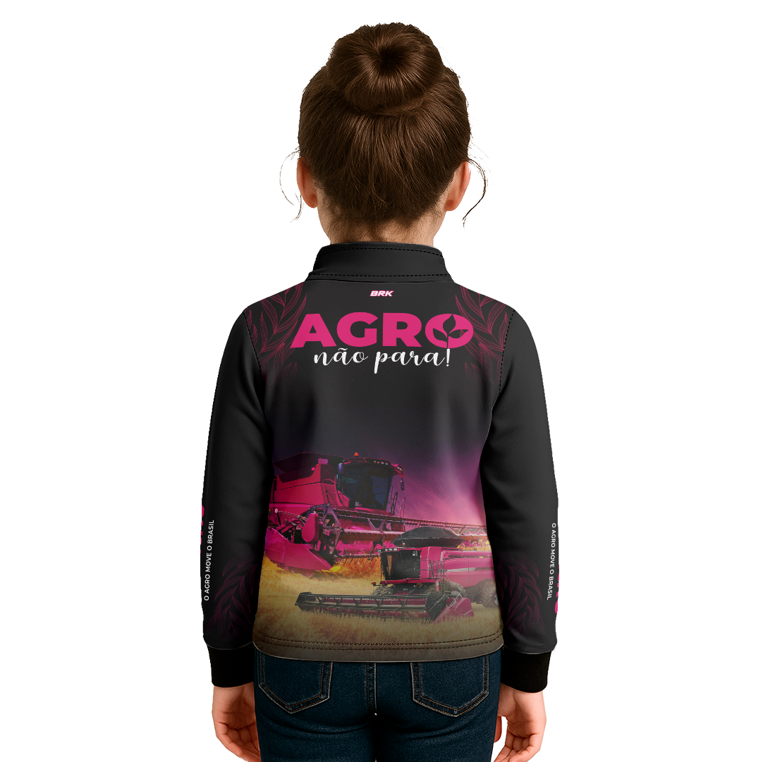 Camisa Agro Infantil Brk O Agro Não Para Preta com UV50+